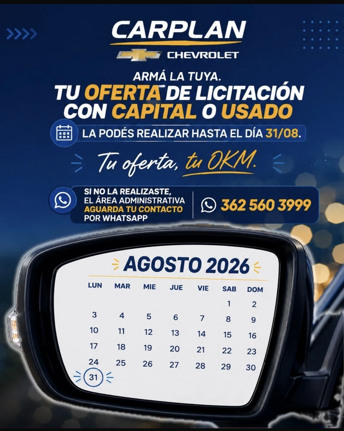 Pieza comercial de vehículo para la propuesta de Carplan